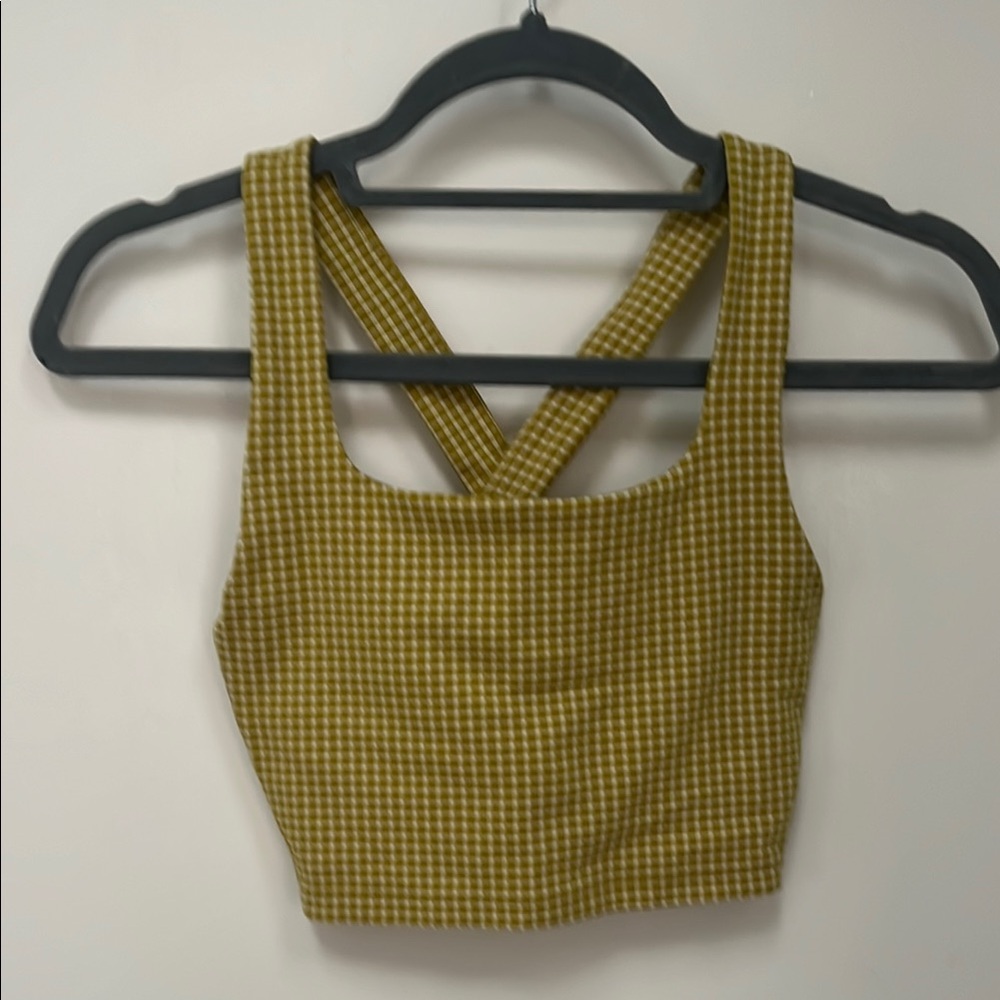 Cropped Green Gingham Activewear Tank Top